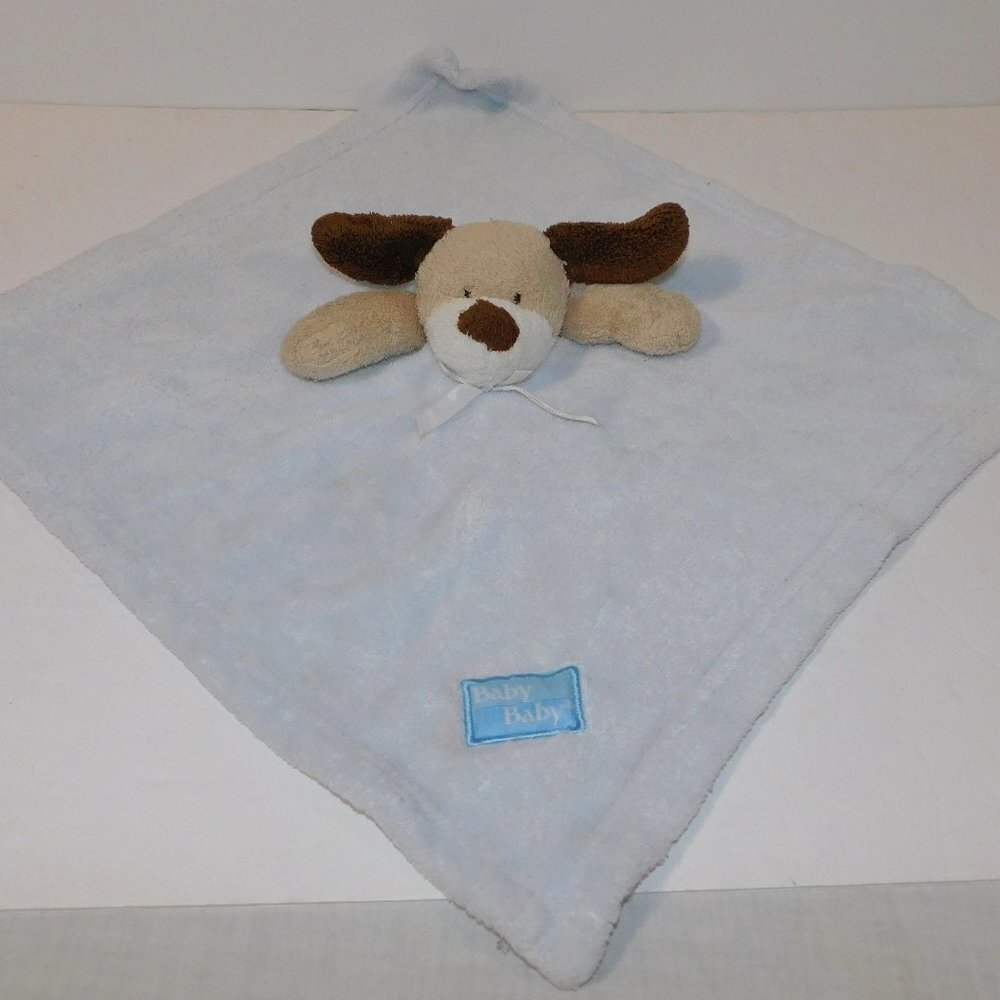 Blankets & Beyond Baby Baby Blue Tan Brown Puppy Dog Security Blanket Lovey nunu